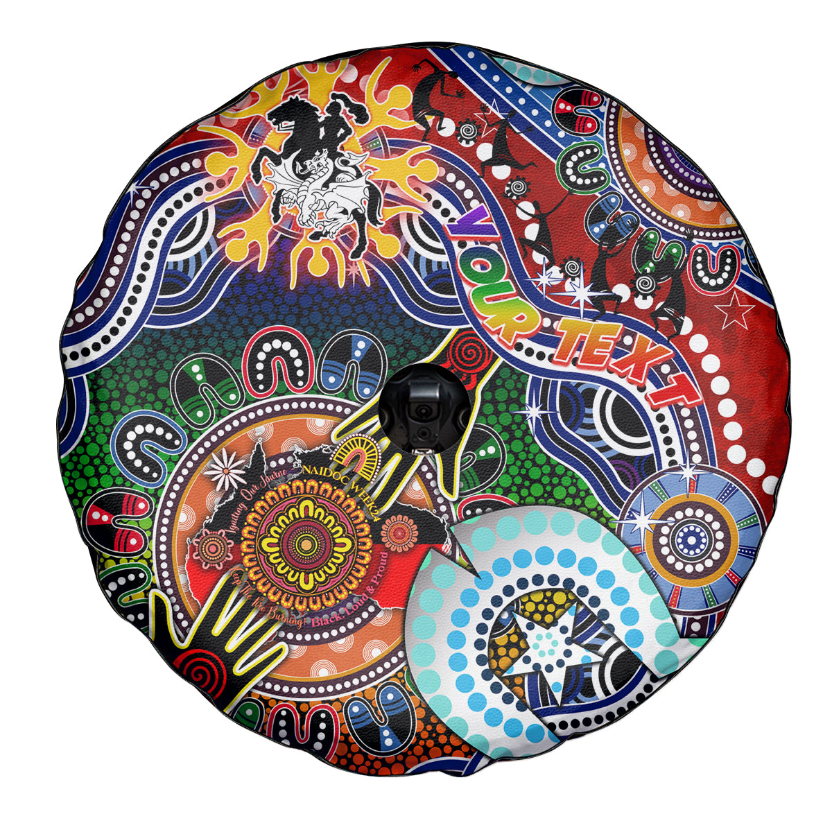 Personalised Dragons NAIDOC Week 2024 Spare Tire Cover Australia Aboriginal Dot Painting