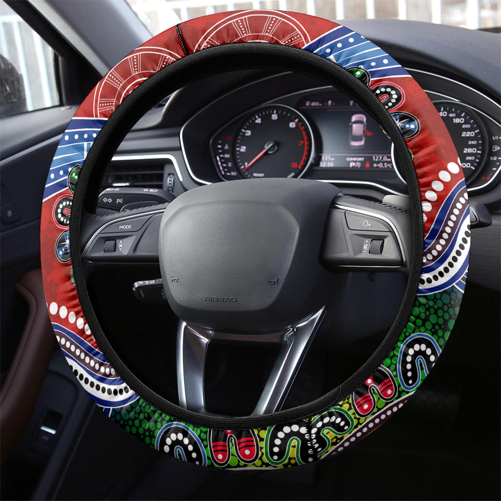 Dragons NAIDOC Week 2024 Steering Wheel Cover Australia Aboriginal Dot Painting