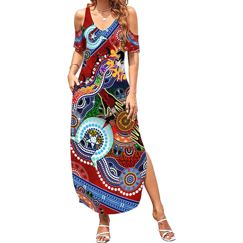 Personalised Dragons NAIDOC Week 2024 Summer Maxi Dress Australia Aboriginal Dot Painting
