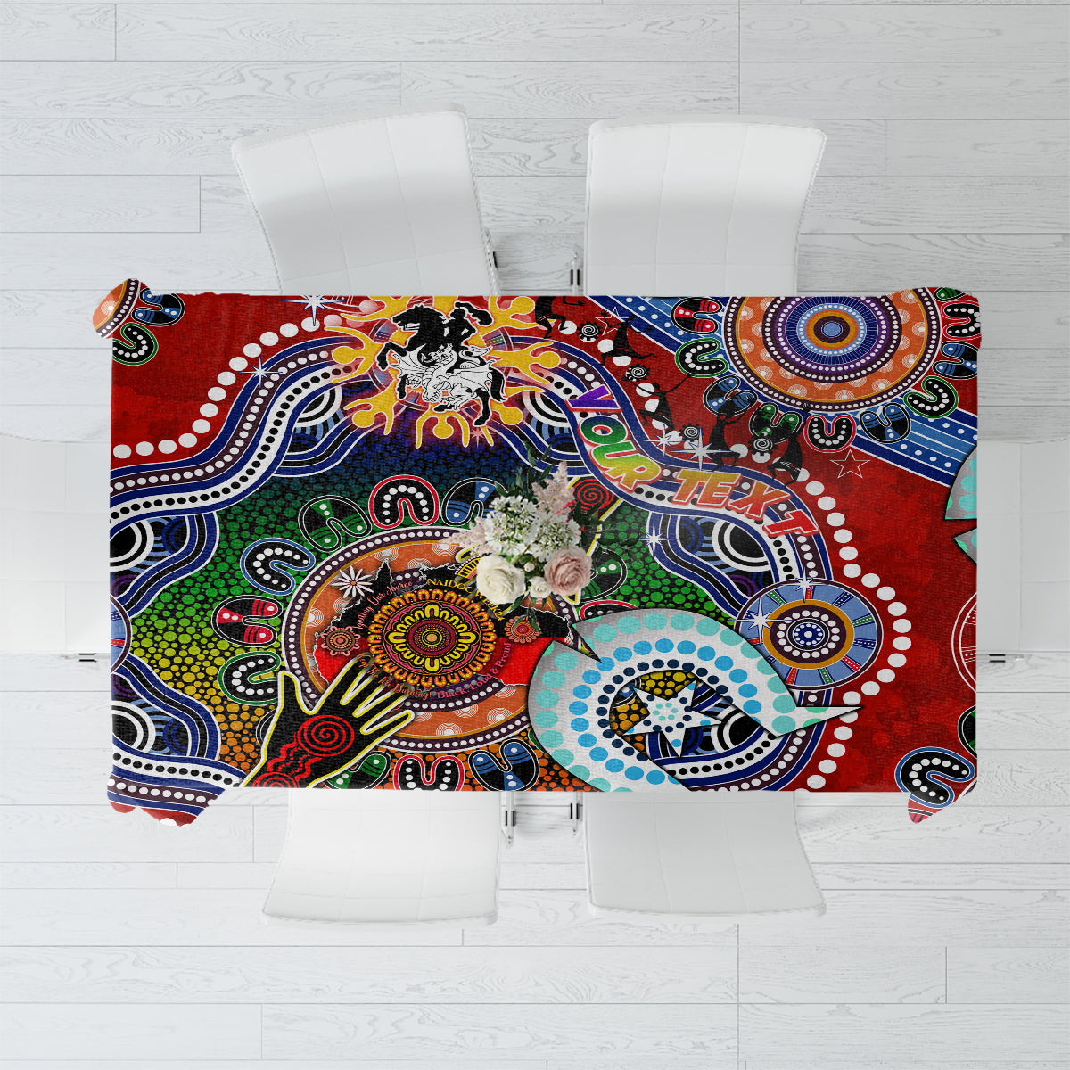 Personalised Dragons NAIDOC Week 2024 Tablecloth Australia Aboriginal Dot Painting