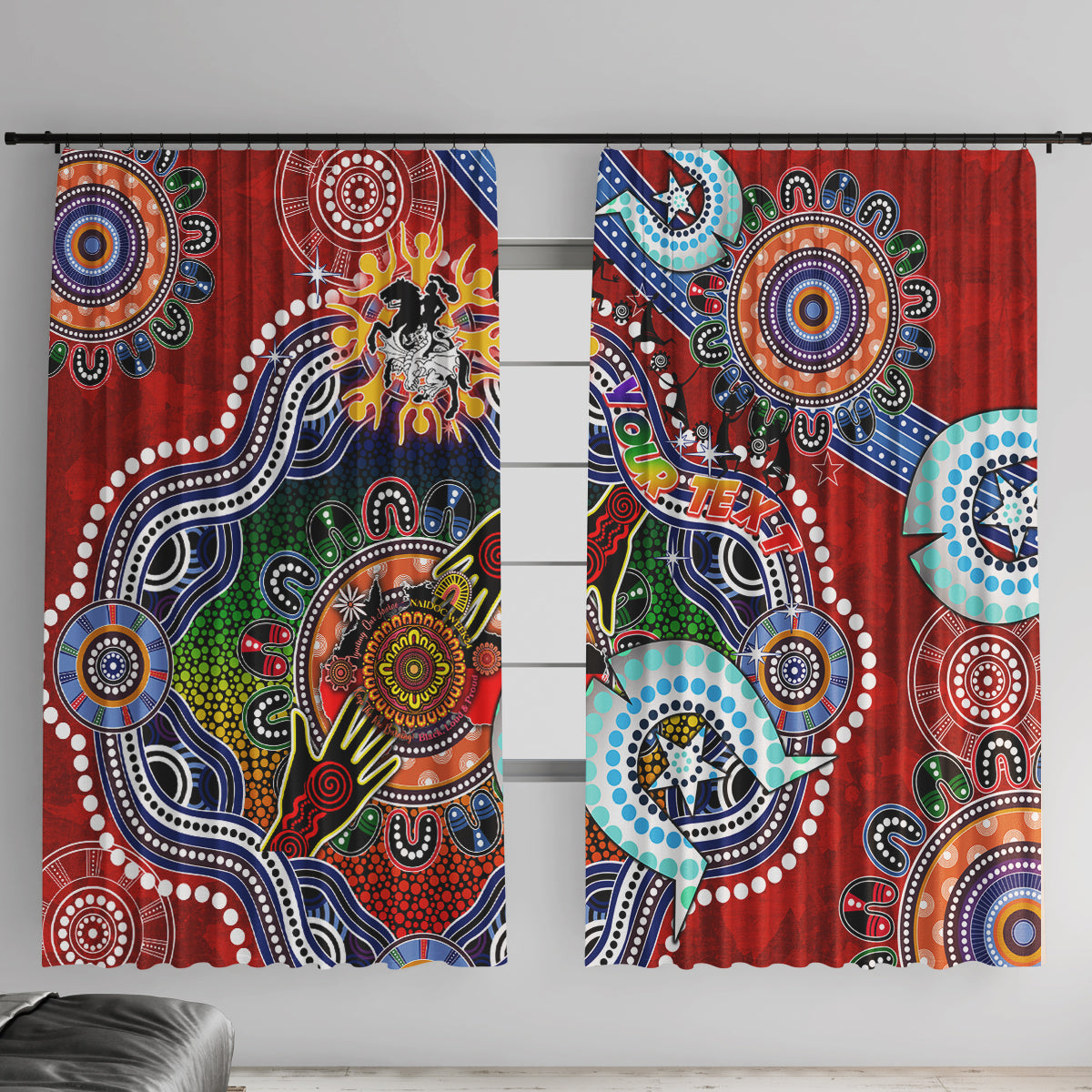 Personalised Dragons NAIDOC Week 2024 Window Curtain Australia Aboriginal Dot Painting