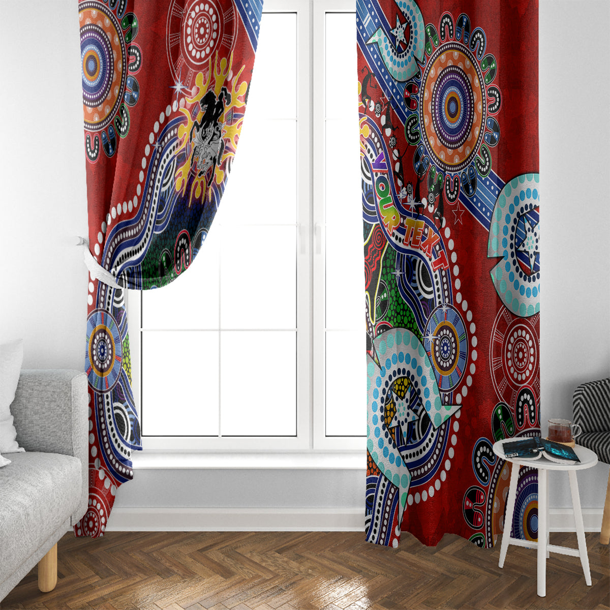 Personalised Dragons NAIDOC Week 2024 Window Curtain Australia Aboriginal Dot Painting