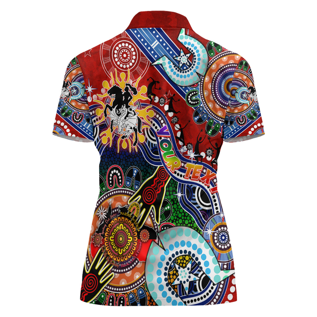 Personalised Dragons NAIDOC Week 2024 Women Polo Shirt Australia Aboriginal Dot Painting