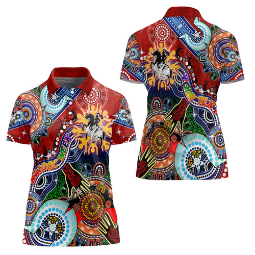 Personalised Dragons NAIDOC Week 2024 Women Polo Shirt Australia Aboriginal Dot Painting