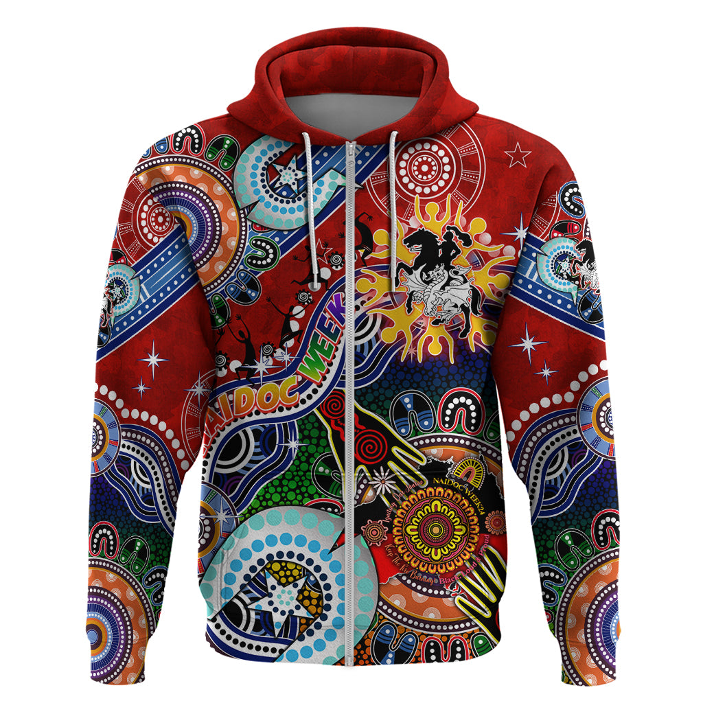 Personalised Dragons NAIDOC Week 2024 Zip Hoodie Australia Aboriginal Dot Painting