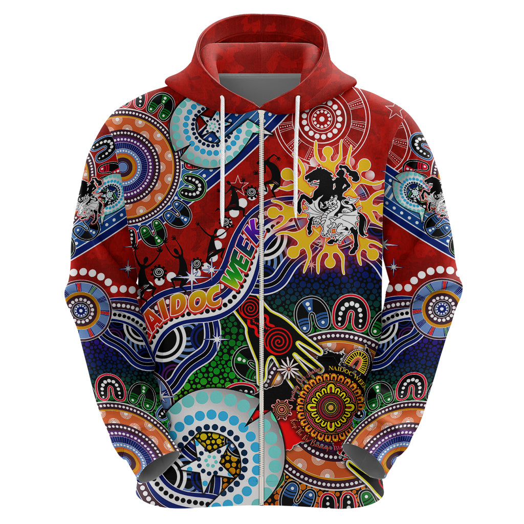 Personalised Dragons NAIDOC Week 2024 Zip Hoodie Australia Aboriginal Dot Painting