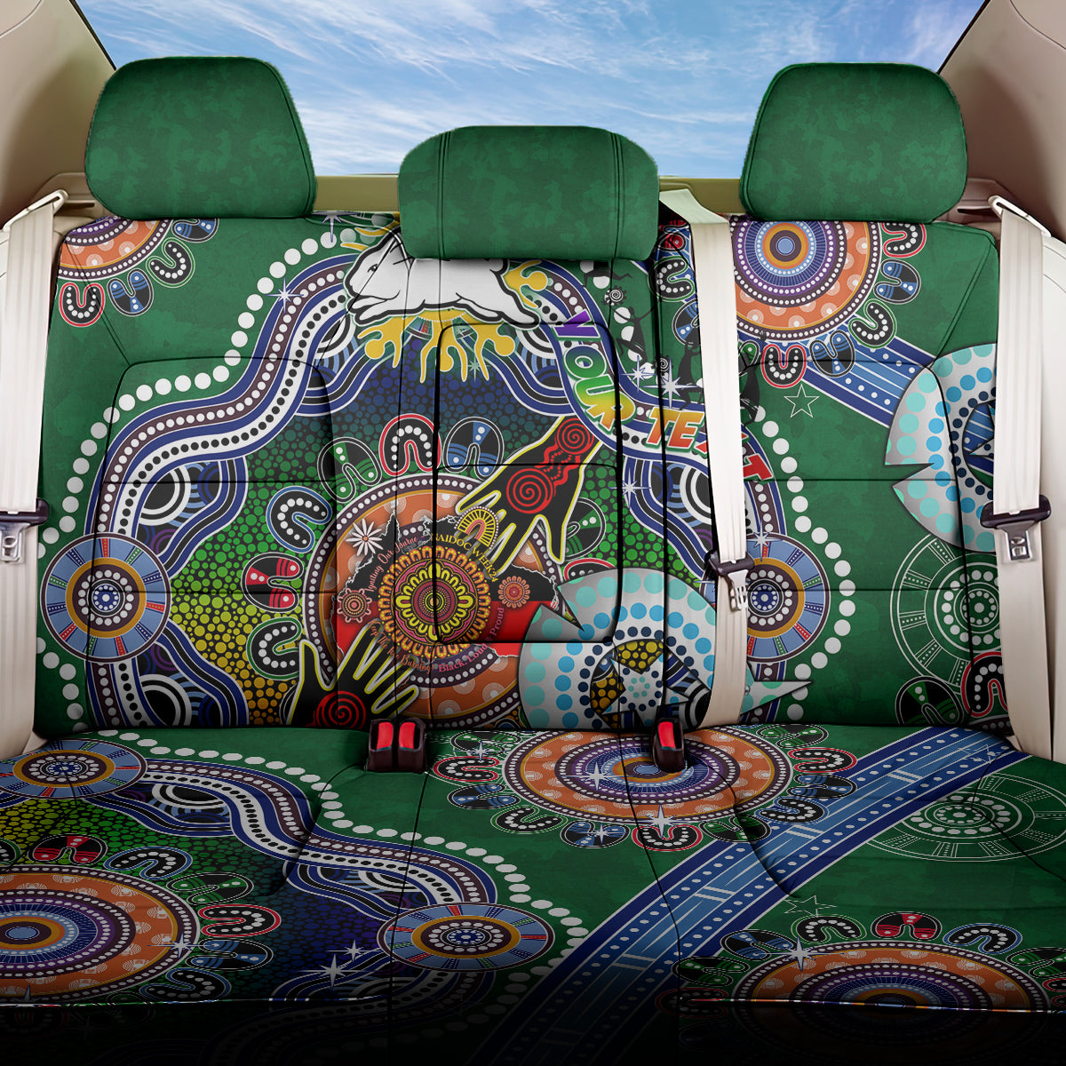 Personalised Rabbitohs NAIDOC Week 2024 Back Car Seat Cover Australia Aboriginal Dot Painting
