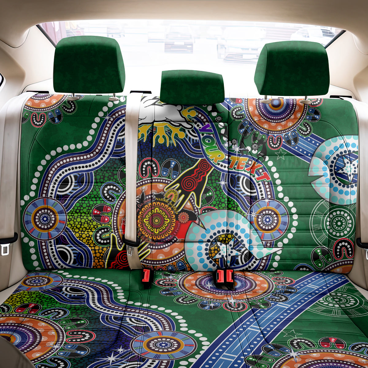 Personalised Rabbitohs NAIDOC Week 2024 Back Car Seat Cover Australia Aboriginal Dot Painting