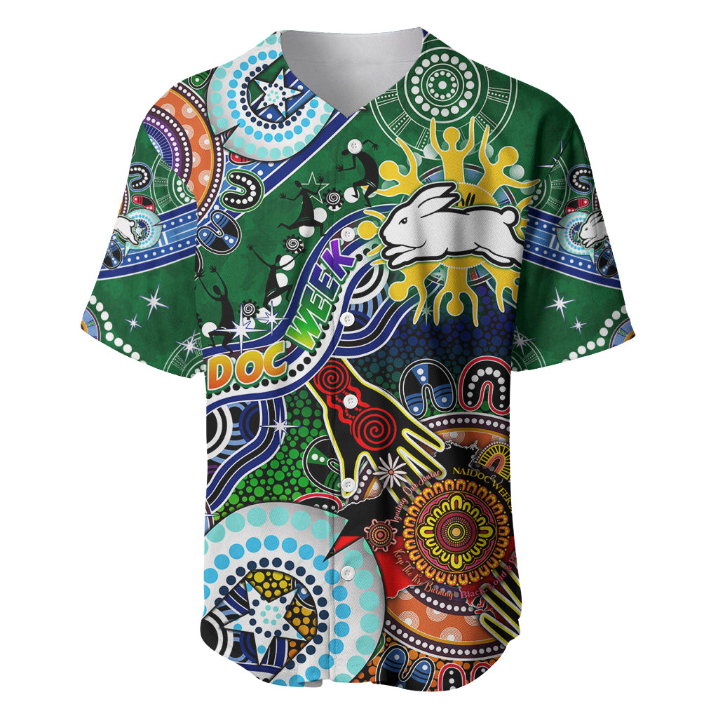 Personalised Rabbitohs NAIDOC Week 2024 Baseball Jersey Australia Aboriginal Dot Painting