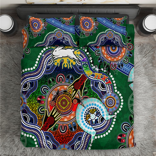 Personalised Rabbitohs NAIDOC Week 2024 Bedding Set Australia Aboriginal Dot Painting