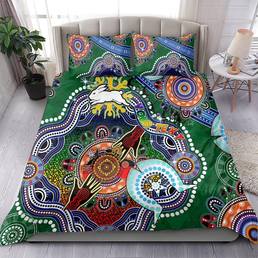 Personalised Rabbitohs NAIDOC Week 2024 Bedding Set Australia Aboriginal Dot Painting