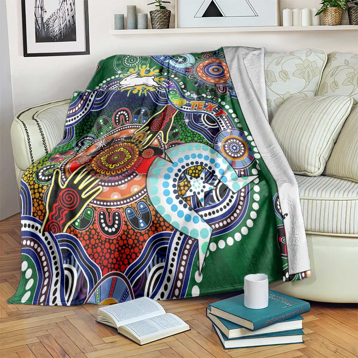 Personalised Rabbitohs NAIDOC Week 2024 Blanket Australia Aboriginal Dot Painting