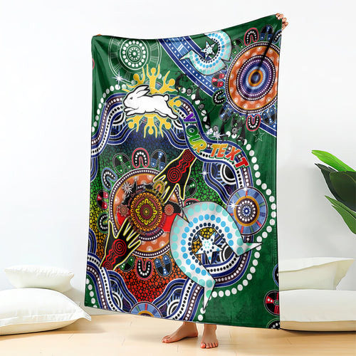 Personalised Rabbitohs NAIDOC Week 2024 Blanket Australia Aboriginal Dot Painting