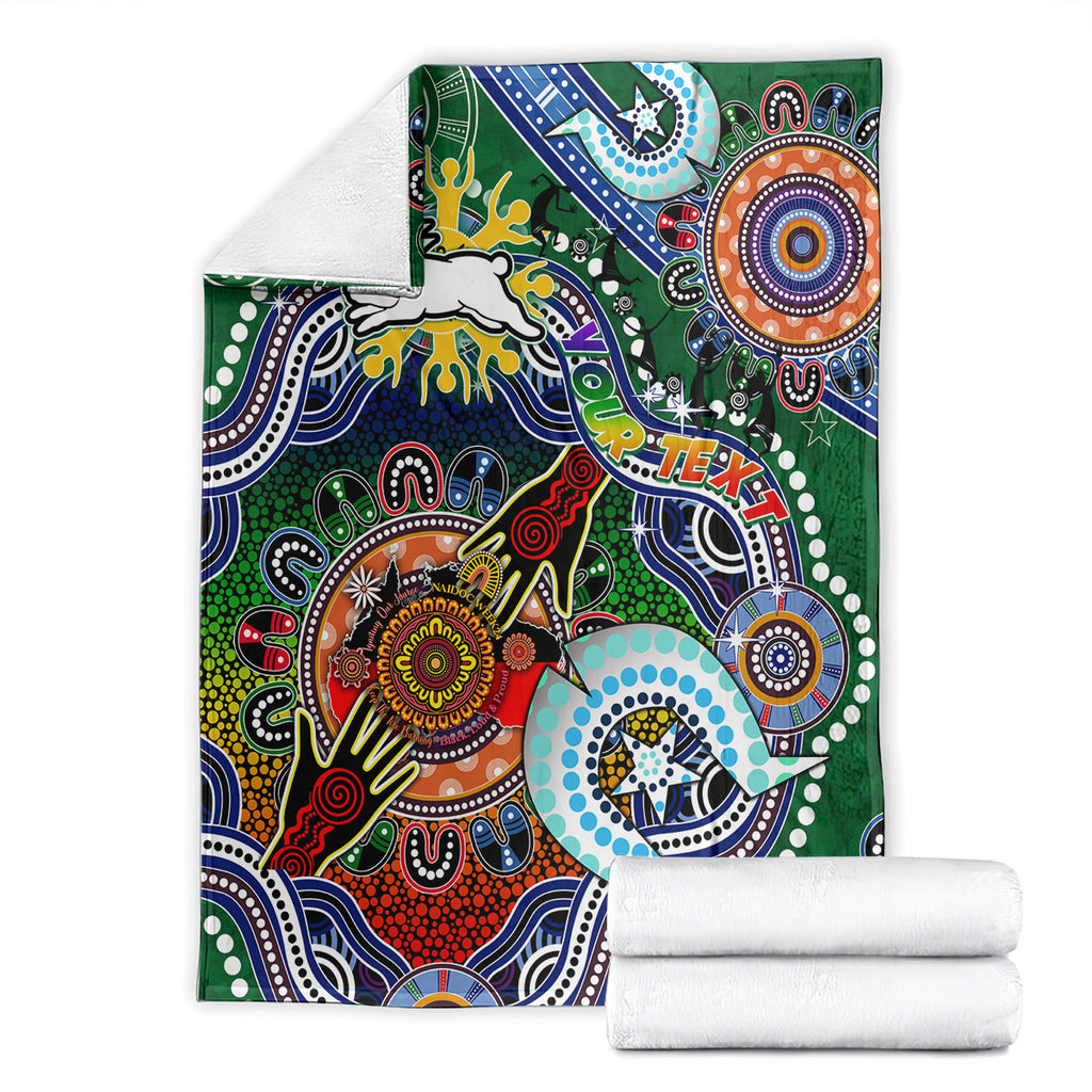 Personalised Rabbitohs NAIDOC Week 2024 Blanket Australia Aboriginal Dot Painting