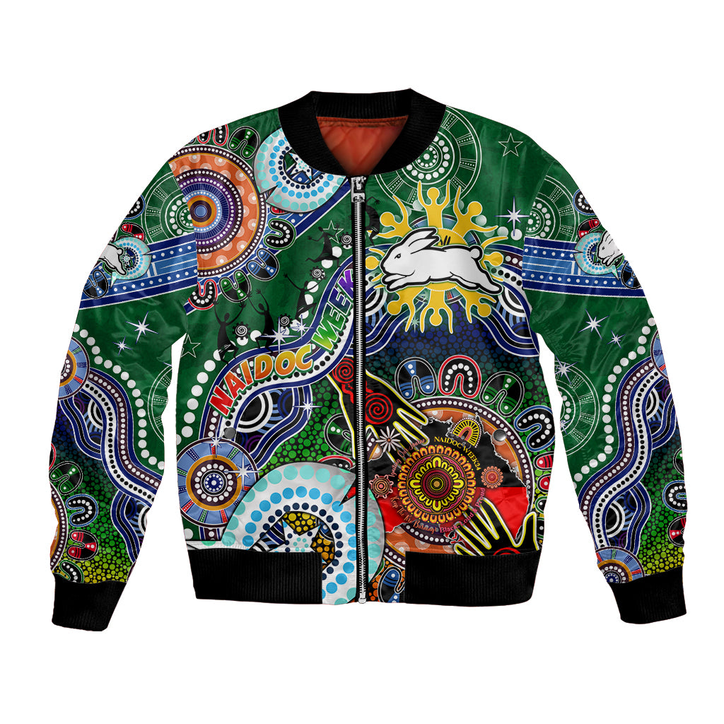 Personalised Rabbitohs NAIDOC Week 2024 Bomber Jacket Australia Aboriginal Dot Painting
