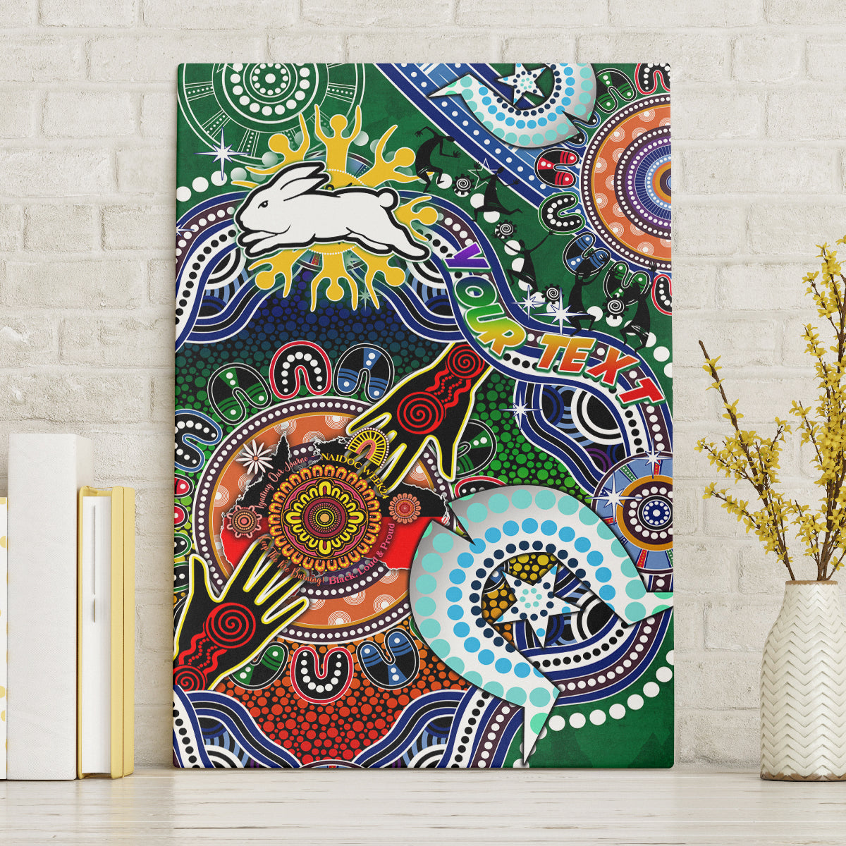 Personalised Rabbitohs NAIDOC Week 2024 Canvas Wall Art Australia Aboriginal Dot Painting
