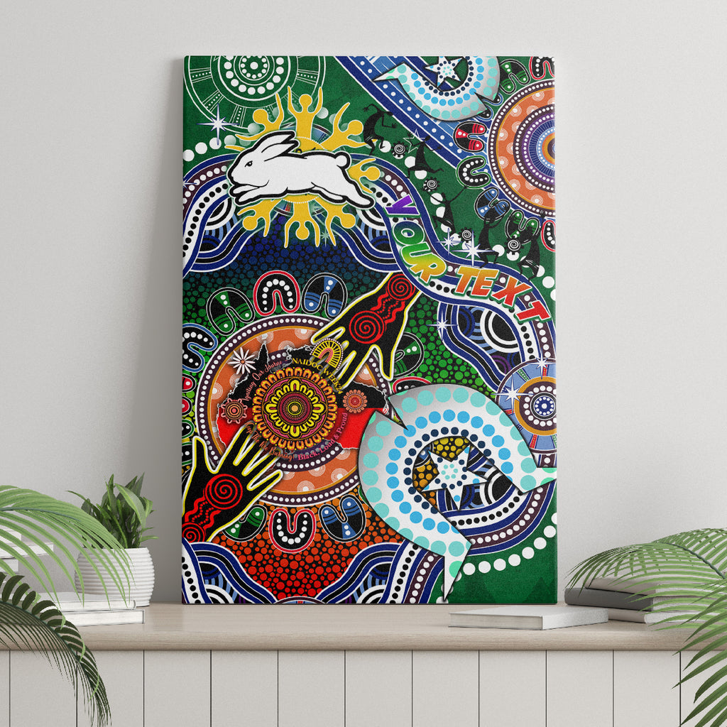 Personalised Rabbitohs NAIDOC Week 2024 Canvas Wall Art Australia Aboriginal Dot Painting