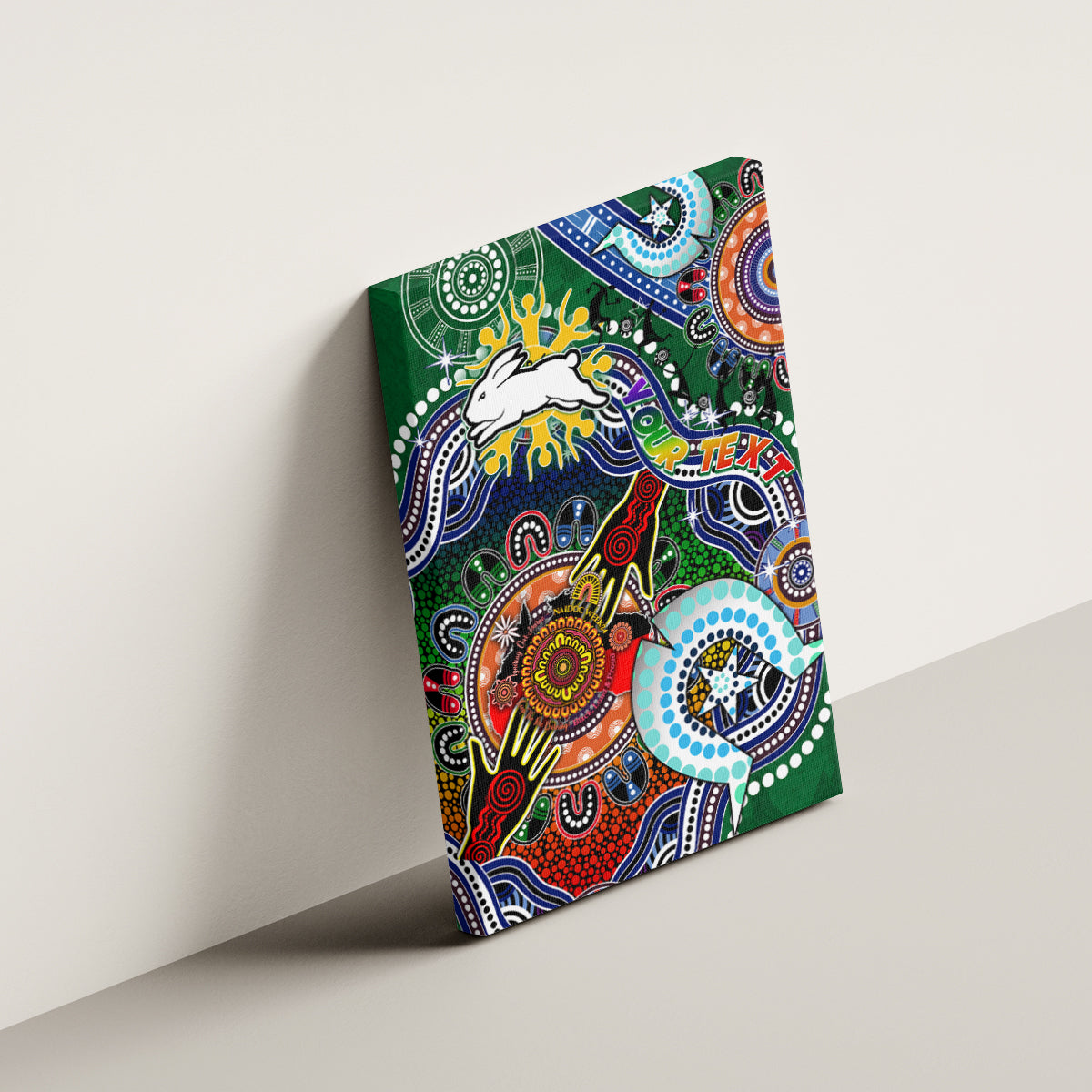 Personalised Rabbitohs NAIDOC Week 2024 Canvas Wall Art Australia Aboriginal Dot Painting