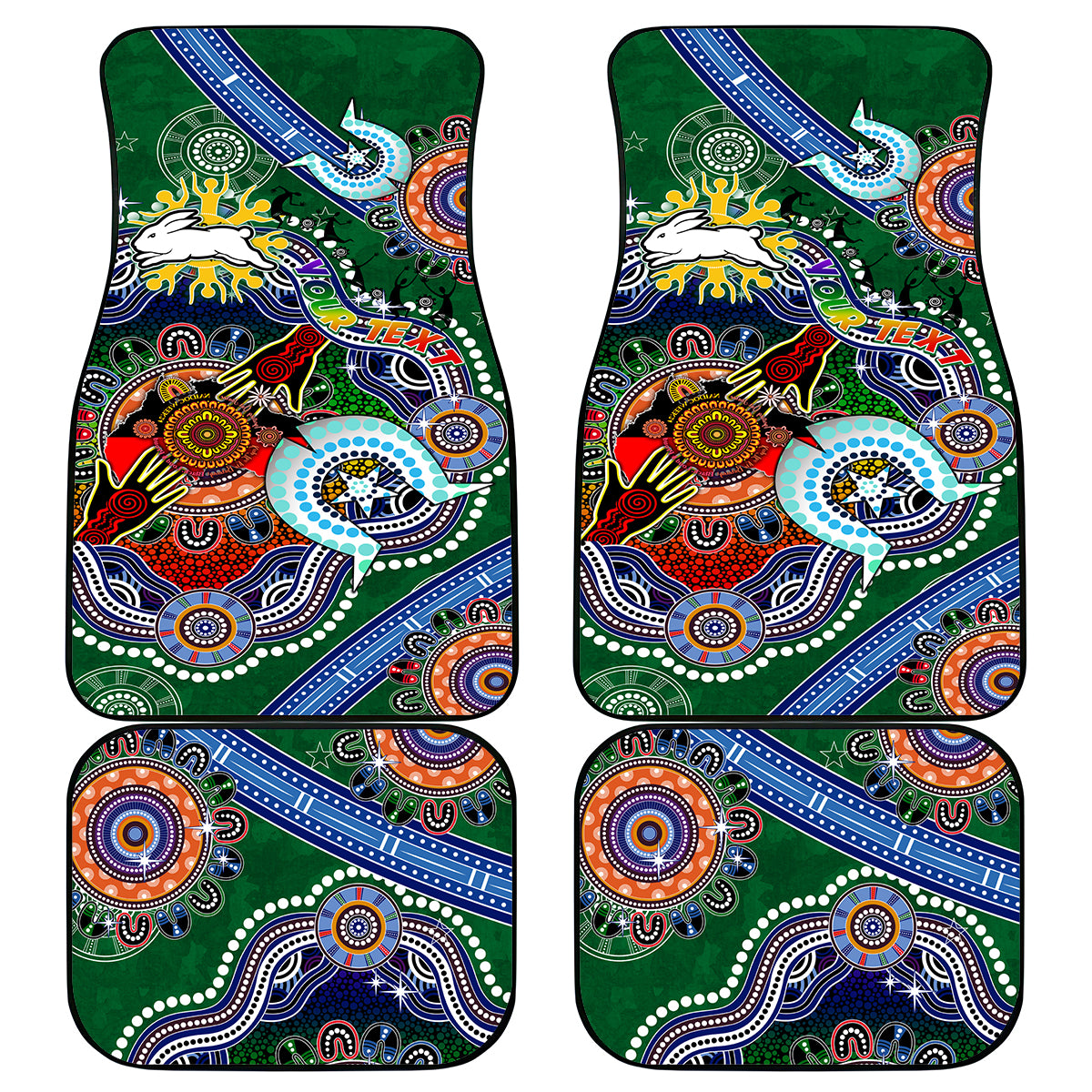 Personalised Rabbitohs NAIDOC Week 2024 Car Mats Australia Aboriginal Dot Painting