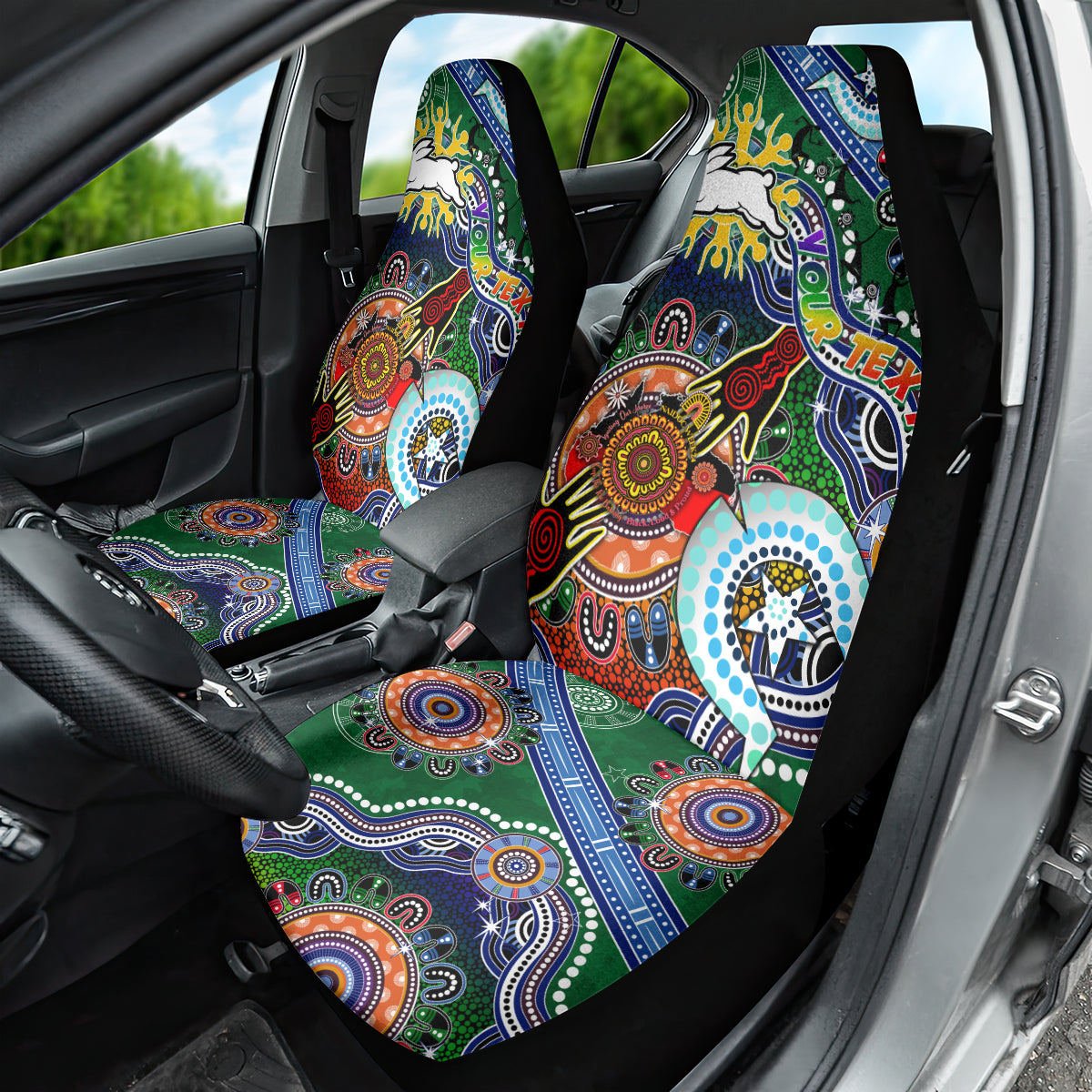 Personalised Rabbitohs NAIDOC Week 2024 Car Seat Cover Australia Aboriginal Dot Painting