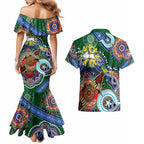 Personalised Rabbitohs NAIDOC Week 2024 Couples Matching Mermaid Dress and Hawaiian Shirt Australia Aboriginal Dot Painting