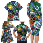 Personalised Rabbitohs NAIDOC Week 2024 Family Matching Long Sleeve Bodycon Dress and Hawaiian Shirt Australia Aboriginal Dot Painting