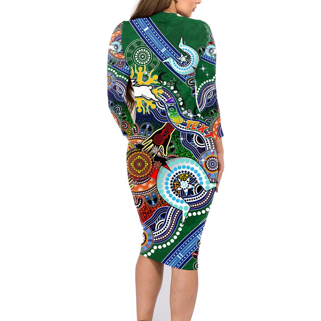 Personalised Rabbitohs NAIDOC Week 2024 Family Matching Long Sleeve Bodycon Dress and Hawaiian Shirt Australia Aboriginal Dot Painting
