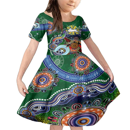 Personalised Rabbitohs NAIDOC Week 2024 Family Matching Mermaid Dress and Hawaiian Shirt Australia Aboriginal Dot Painting
