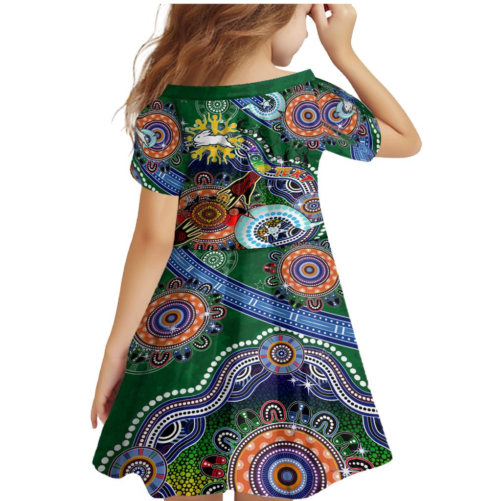 Personalised Rabbitohs NAIDOC Week 2024 Family Matching Mermaid Dress and Hawaiian Shirt Australia Aboriginal Dot Painting