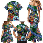 Personalised Rabbitohs NAIDOC Week 2024 Family Matching Mermaid Dress and Hawaiian Shirt Australia Aboriginal Dot Painting