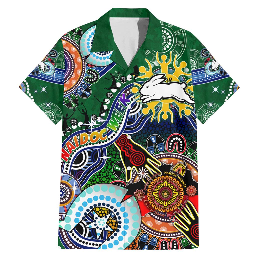 Personalised Rabbitohs NAIDOC Week 2024 Family Matching Mermaid Dress and Hawaiian Shirt Australia Aboriginal Dot Painting
