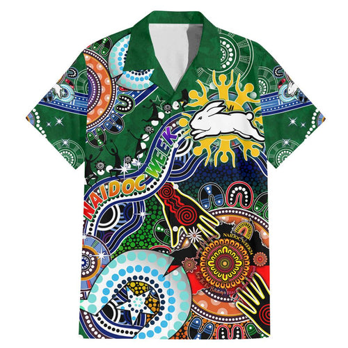 Personalised Rabbitohs NAIDOC Week 2024 Family Matching Mermaid Dress and Hawaiian Shirt Australia Aboriginal Dot Painting