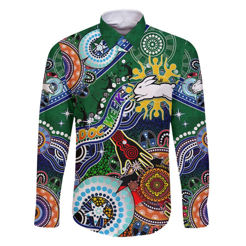 Personalised Rabbitohs NAIDOC Week 2024 Family Matching Mermaid Dress and Hawaiian Shirt Australia Aboriginal Dot Painting