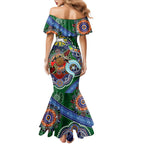 Personalised Rabbitohs NAIDOC Week 2024 Family Matching Mermaid Dress and Hawaiian Shirt Australia Aboriginal Dot Painting