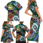 Personalised Rabbitohs NAIDOC Week 2024 Family Matching Short Sleeve Bodycon Dress and Hawaiian Shirt Australia Aboriginal Dot Painting