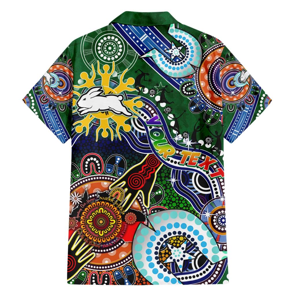 Personalised Rabbitohs NAIDOC Week 2024 Family Matching Short Sleeve Bodycon Dress and Hawaiian Shirt Australia Aboriginal Dot Painting