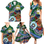 Personalised Rabbitohs NAIDOC Week 2024 Family Matching Summer Maxi Dress and Hawaiian Shirt Australia Aboriginal Dot Painting
