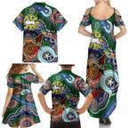 Personalised Rabbitohs NAIDOC Week 2024 Family Matching Summer Maxi Dress and Hawaiian Shirt Australia Aboriginal Dot Painting