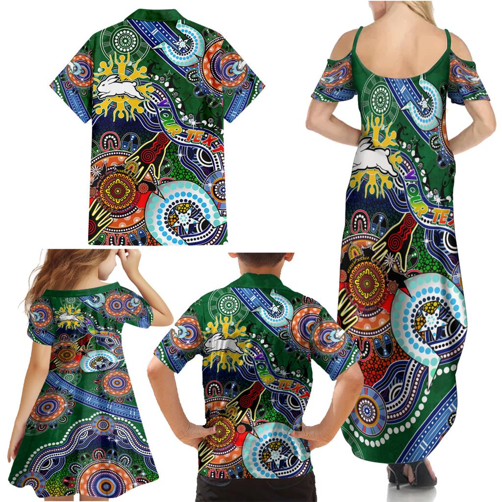 Personalised Rabbitohs NAIDOC Week 2024 Family Matching Summer Maxi Dress and Hawaiian Shirt Australia Aboriginal Dot Painting