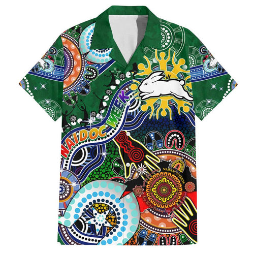 Personalised Rabbitohs NAIDOC Week 2024 Family Matching Summer Maxi Dress and Hawaiian Shirt Australia Aboriginal Dot Painting