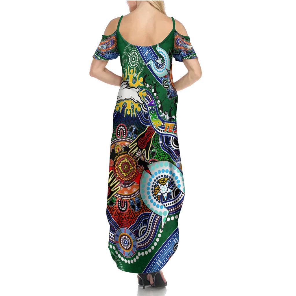 Personalised Rabbitohs NAIDOC Week 2024 Family Matching Summer Maxi Dress and Hawaiian Shirt Australia Aboriginal Dot Painting