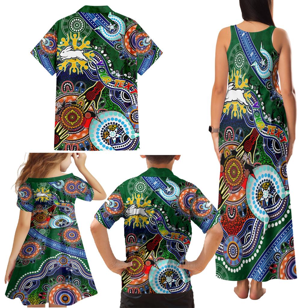 Personalised Rabbitohs NAIDOC Week 2024 Family Matching Tank Maxi Dress and Hawaiian Shirt Australia Aboriginal Dot Painting