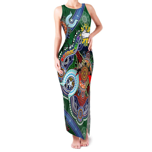 Personalised Rabbitohs NAIDOC Week 2024 Family Matching Tank Maxi Dress and Hawaiian Shirt Australia Aboriginal Dot Painting