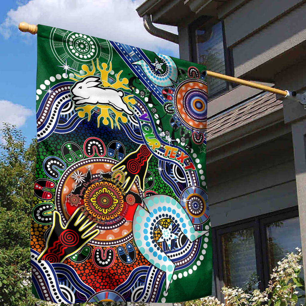 Personalised Rabbitohs NAIDOC Week 2024 Garden Flag Australia Aboriginal Dot Painting