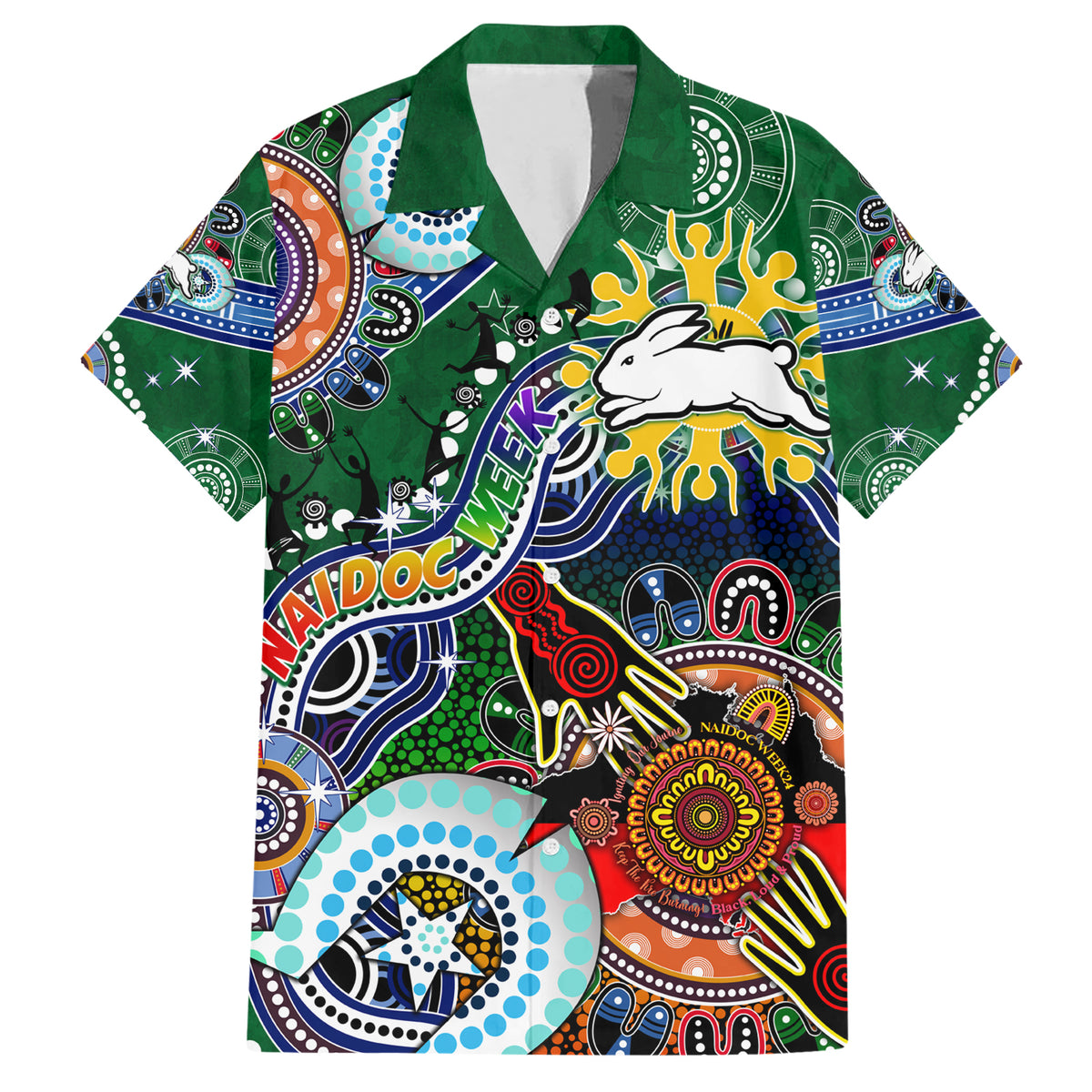 Personalised Rabbitohs NAIDOC Week 2024 Hawaiian Shirt Australia Aboriginal Dot Painting