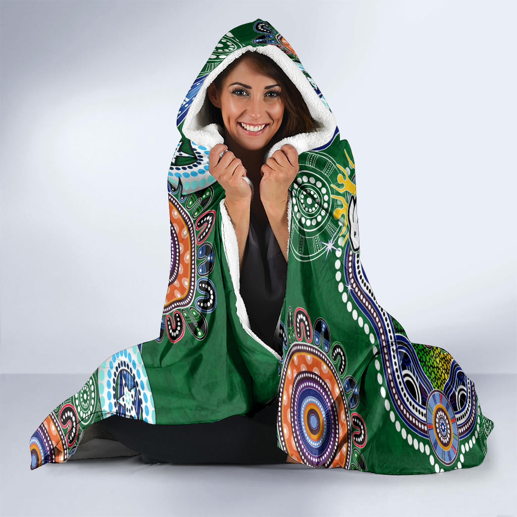 Personalised Rabbitohs NAIDOC Week 2024 Hooded Blanket Australia Aboriginal Dot Painting
