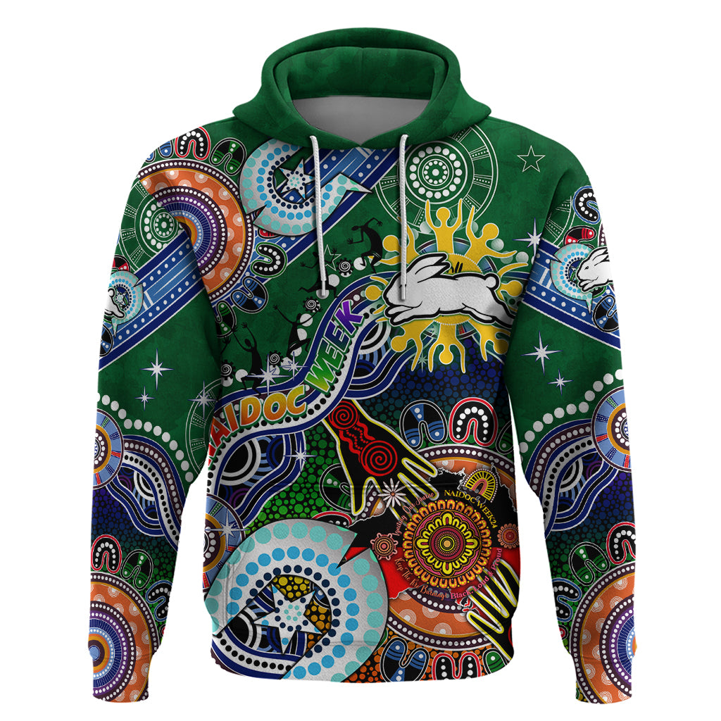 Personalised Rabbitohs NAIDOC Week 2024 Hoodie Australia Aboriginal Dot Painting
