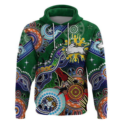 Personalised Rabbitohs NAIDOC Week 2024 Hoodie Australia Aboriginal Dot Painting