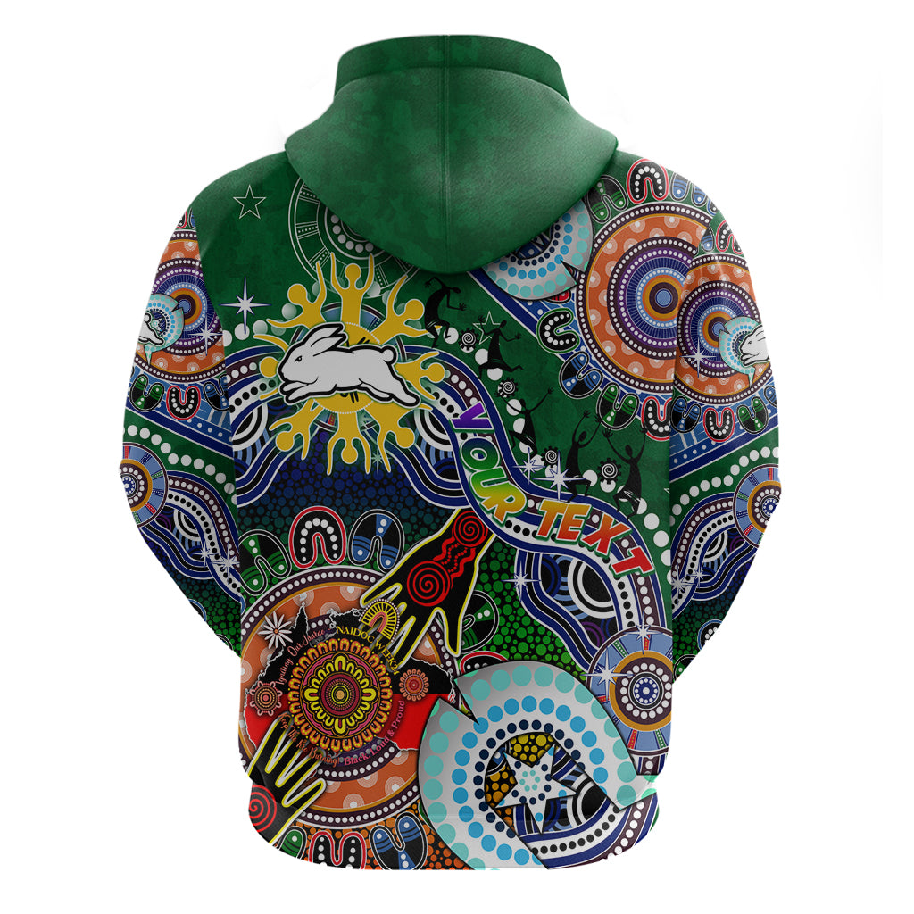 Personalised Rabbitohs NAIDOC Week 2024 Hoodie Australia Aboriginal Dot Painting