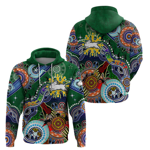 Personalised Rabbitohs NAIDOC Week 2024 Hoodie Australia Aboriginal Dot Painting